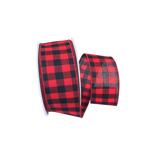 Reliant 2.5" x 10yd. Hearty Buffalo Plaid Wired Ribbon, 10yd.
